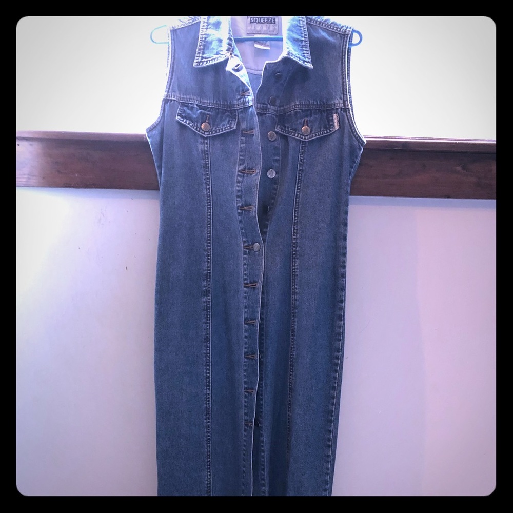 Long button up jean dress